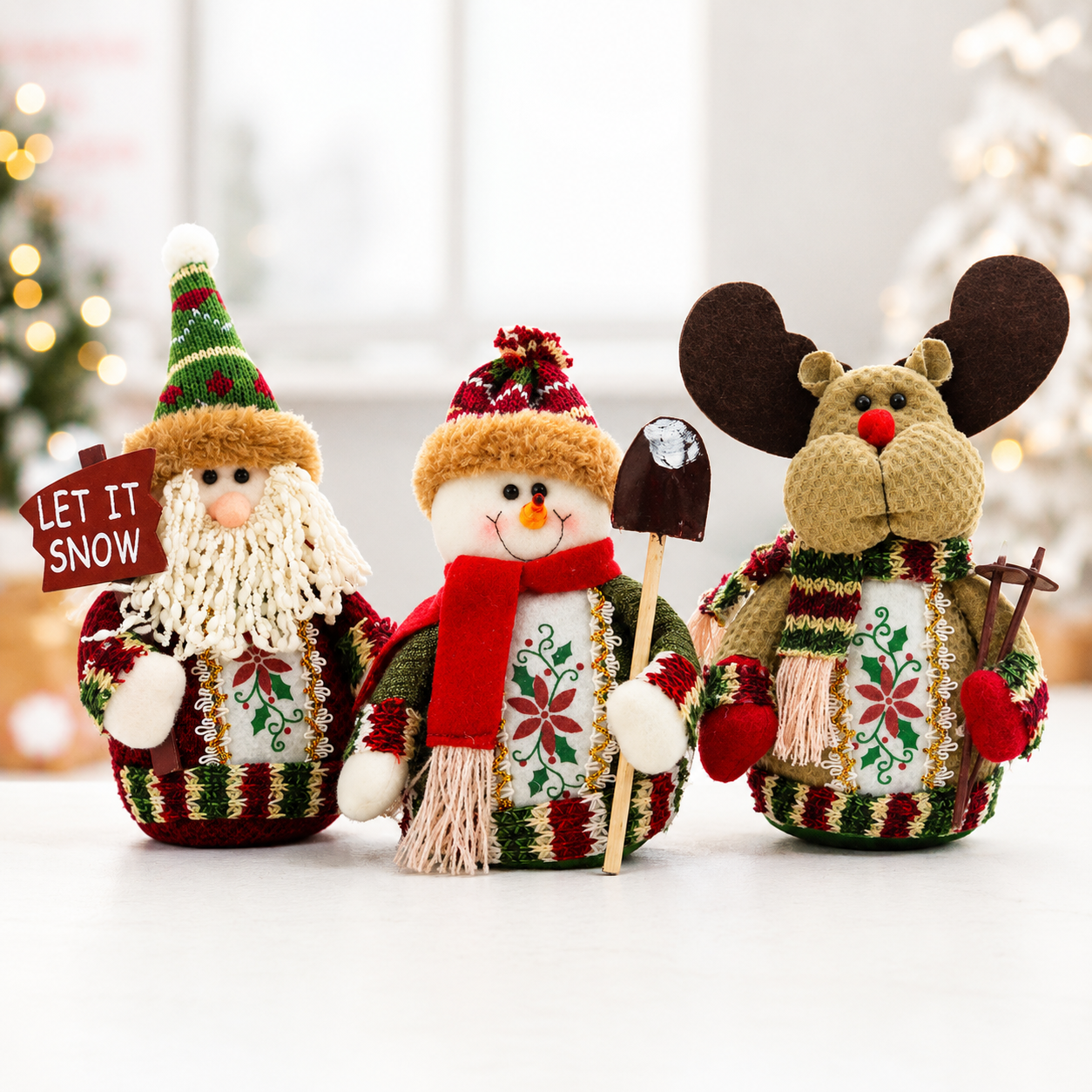 Plush Christmas Figurine Set